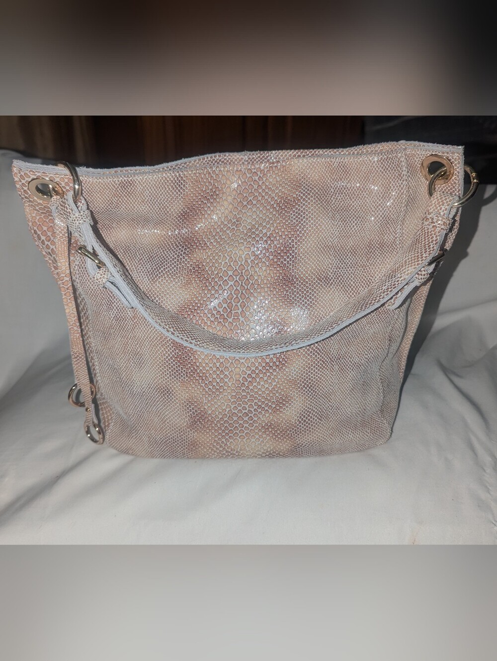 Tiffany And Fred Paris  Snake-Effect Shoulder Bag with Subtle Shine